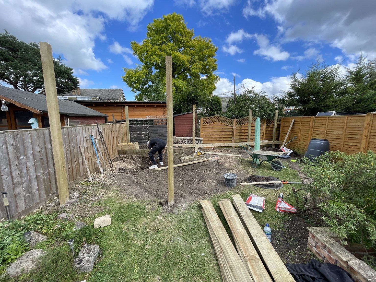 Groundwork preparation for a sandstone patio project in Gloucestershire